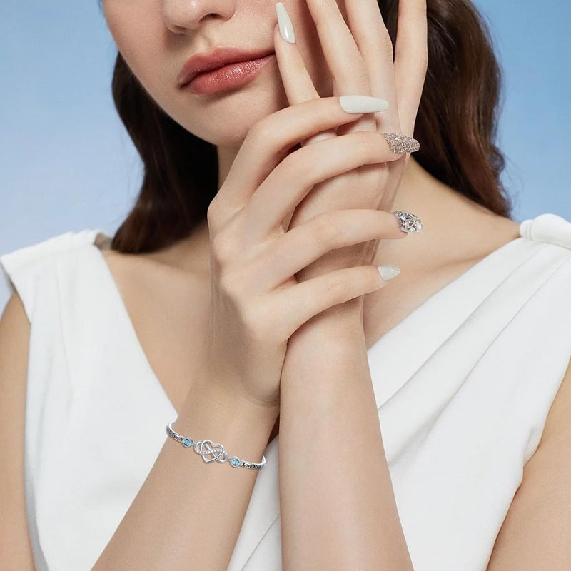 AOBOCO 925 Sterling Silver Adjustable Infinity Heart Bangle Bracelet for Sister Best Friend Daughter Mom Grandma Granddaughter Daughter in Law Godmother Goddaughter Stepmom Stepdaughter - Image 5